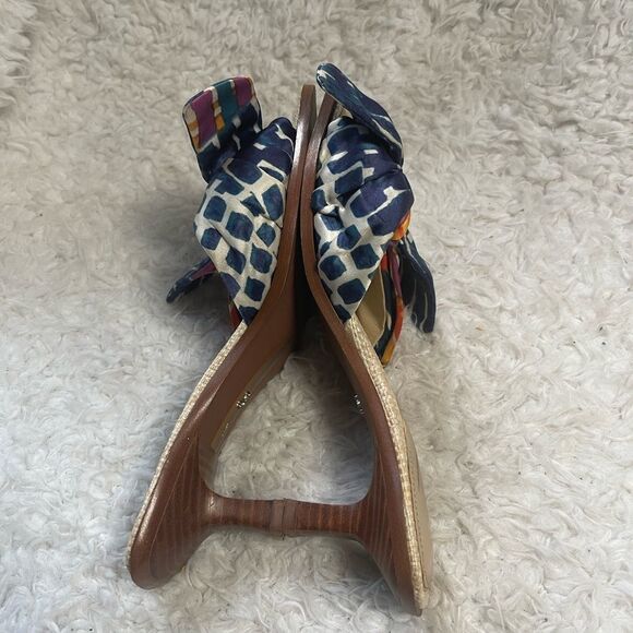 Sam Edelman Darcie  multicolor satin fabric slip on Kitten-Heel Sandals SZ9M - Picture 4 of 11